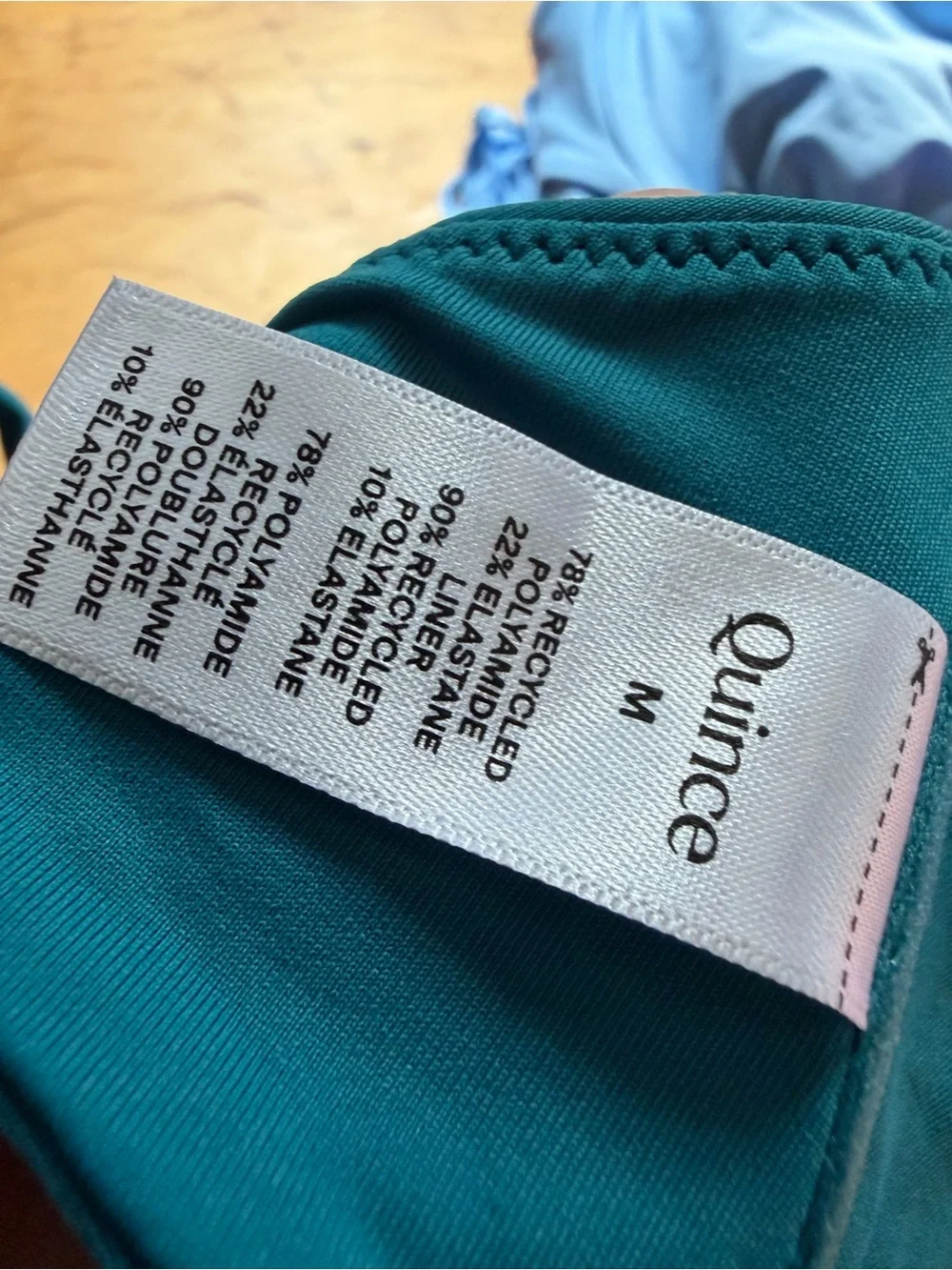 Quince Italian Demi Bikini Top Underwire Lagoon Teal Blue Size Medium New